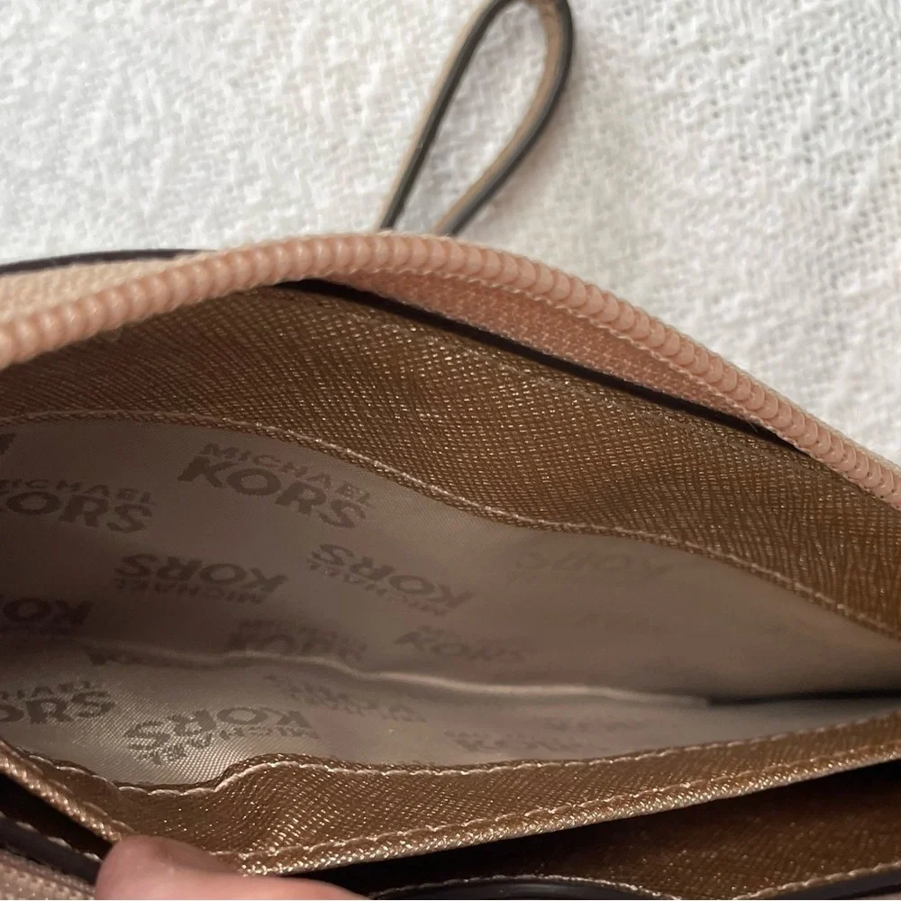 Michael Kors Gold Wristlet Wallet with Rose Gold features- Jet‎ Set